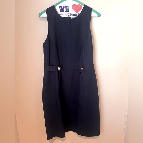 Jcrew Button Tab Navy Blue Dress - Picture 2 of 6